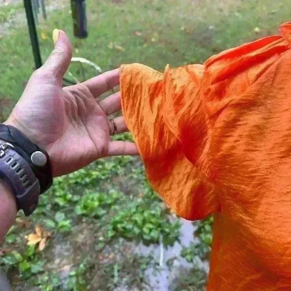 Steve Madden NWT orange blouse shirt top. Flutter cap sleeves. UT VOLS - Picture 6 of 6